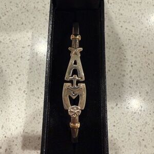 Sterling Silver 925  and 14 k Gold Bracelet AMI Anna Maria island bangle beach